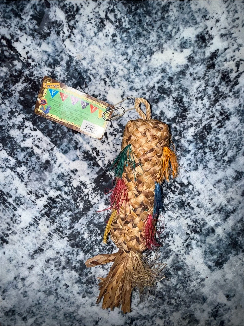 Natural Parrot Piñata Bird Toy Large Woven Chew Toy Colorful Tassels